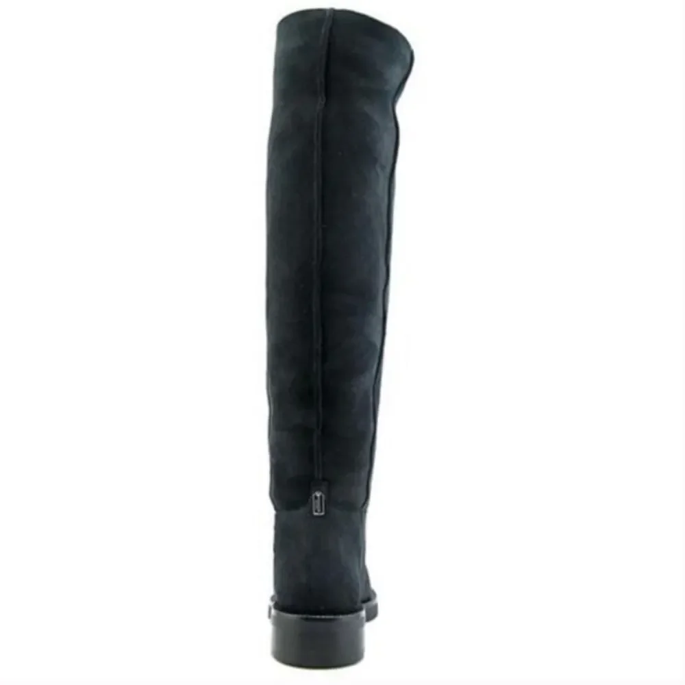 Black Suede Eliza Curly Shearling Knee Height Boots Size 6,5